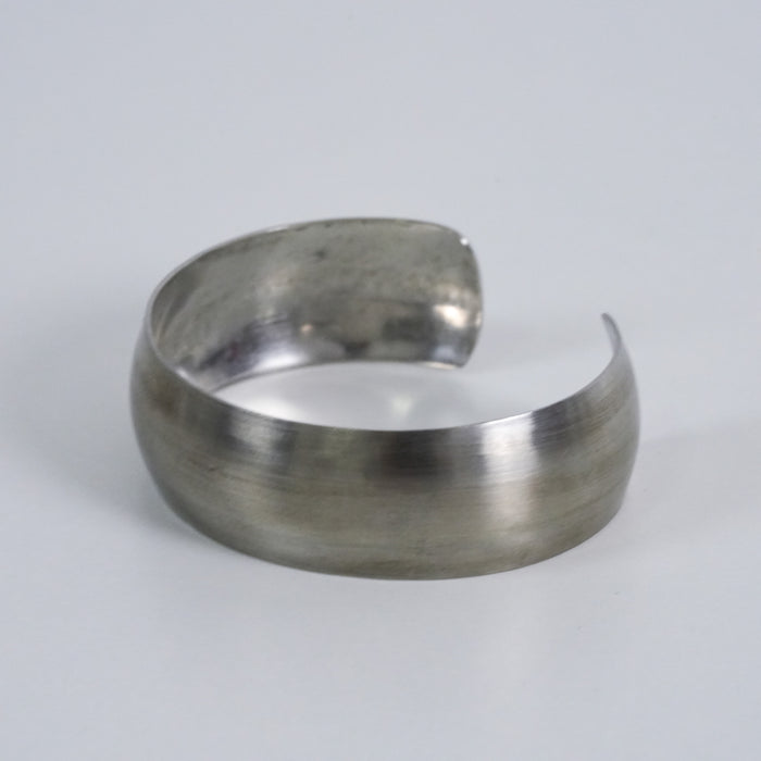 Vintage Brushed Silver Wide Cuff Bracelet