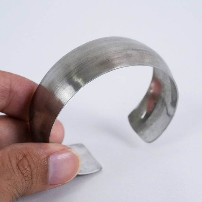 Vintage Brushed Silver Wide Cuff Bracelet