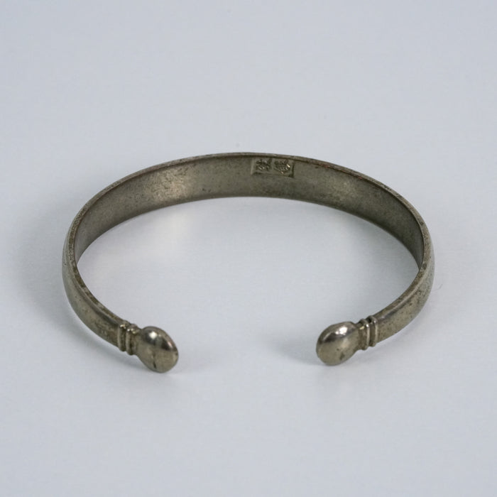 Vintage Zodiac Motif Silver-Tone Open Cuff Bracelet