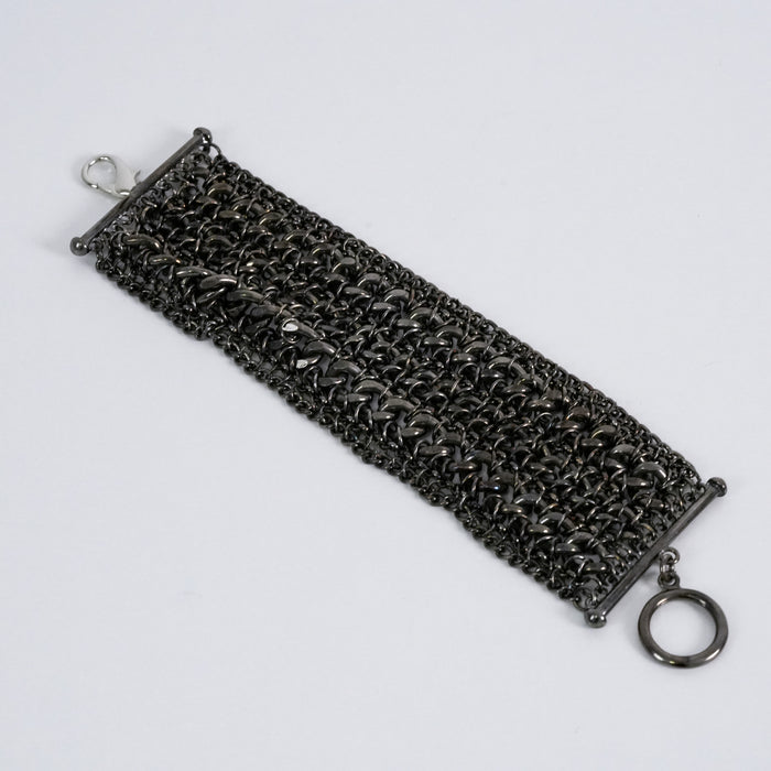 Vintage Gunmetal Woven Chainmail Bracelet