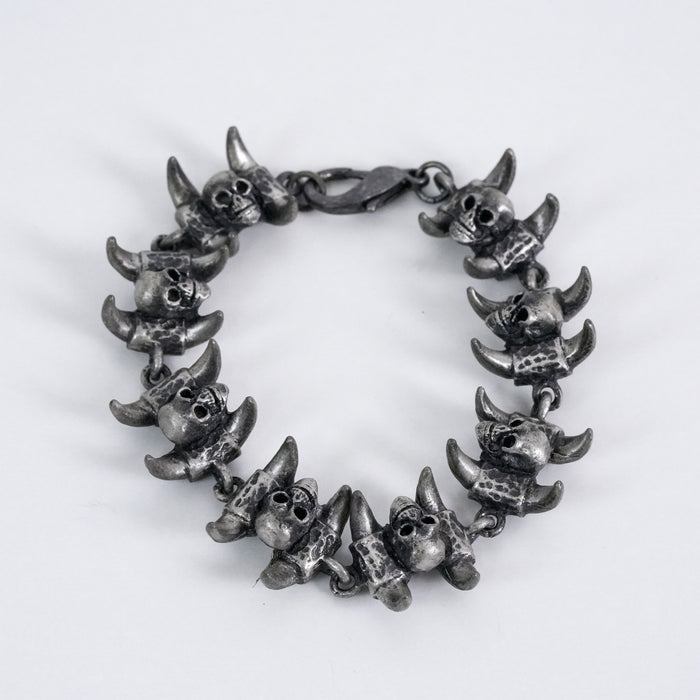 Vintage Horned Skull Link Bracelet