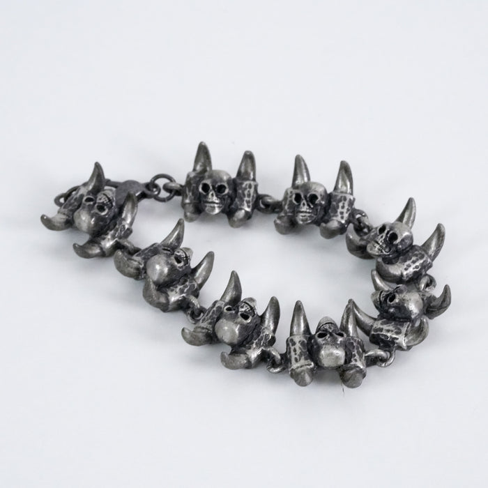 Vintage Horned Skull Link Bracelet