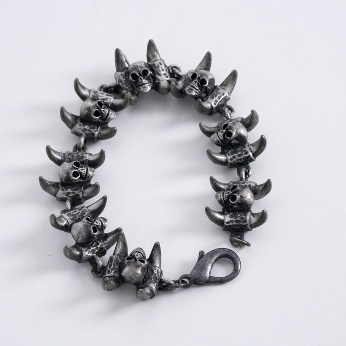 Vintage Horned Skull Link Bracelet