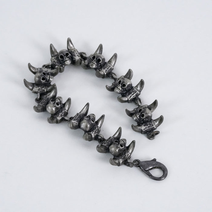 Vintage Horned Skull Link Bracelet