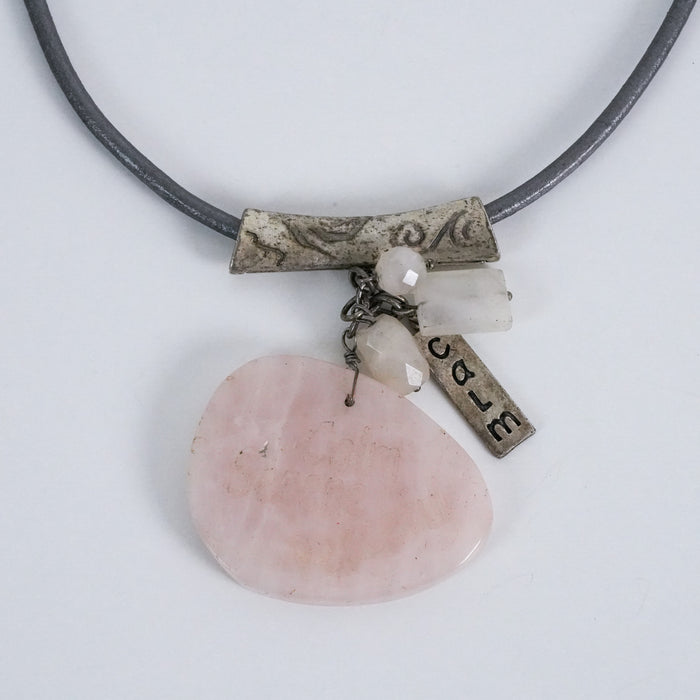 Vintage Chico’s Rose Quartz Charm Pendant Necklace