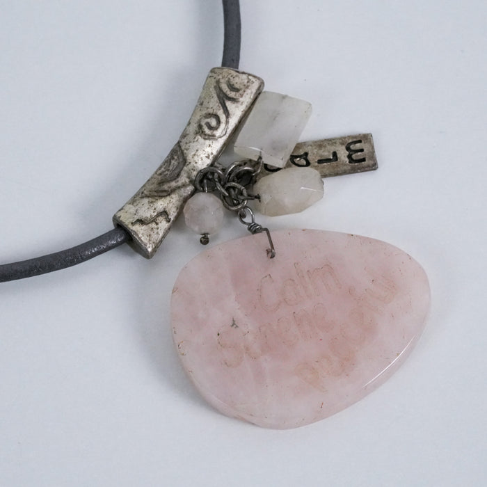 Vintage Chico’s Rose Quartz Charm Pendant Necklace