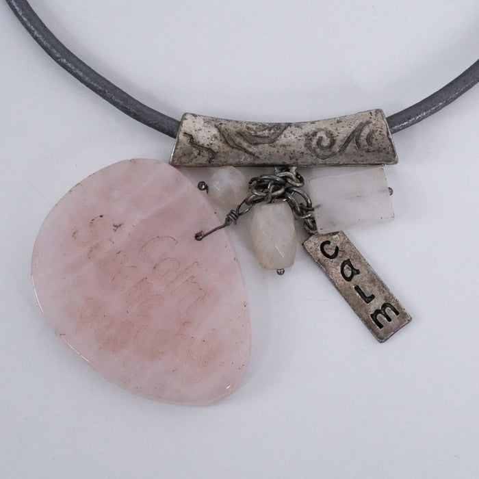 Vintage Chico’s Rose Quartz Charm Pendant Necklace