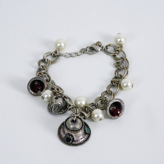 Vintage Silver-Tone Charm Bracelet