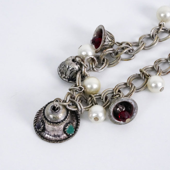 Vintage Silver-Tone Charm Bracelet