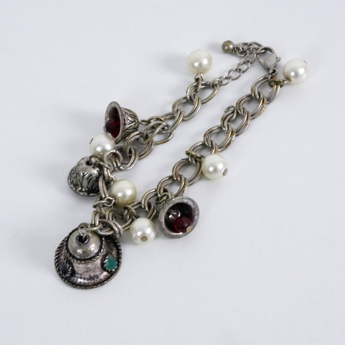 Vintage Silver-Tone Charm Bracelet