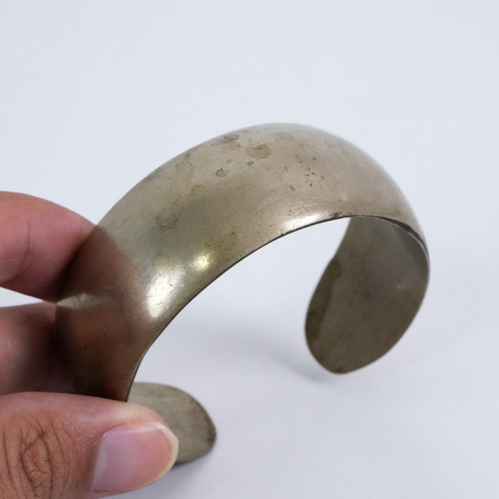 Vintage Wide Silver-Tone Minimalist Cuff Bracelet