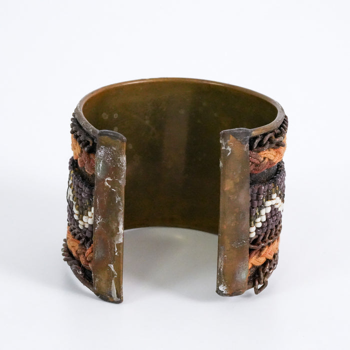 Vintage Beaded Tribal Wide Cuff Bracelet