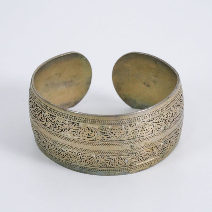 Vintage Engraved Filigree Wide Cuff Bracelet