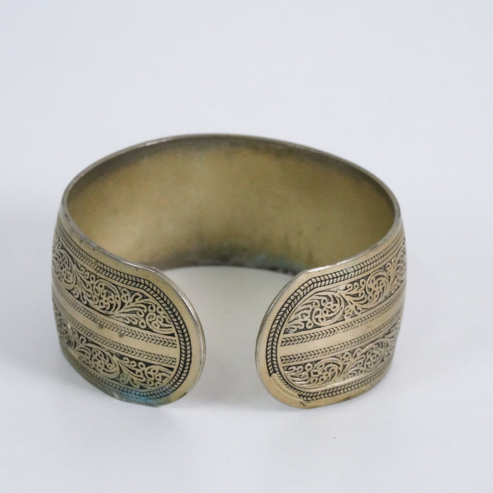 Vintage Engraved Filigree Wide Cuff Bracelet