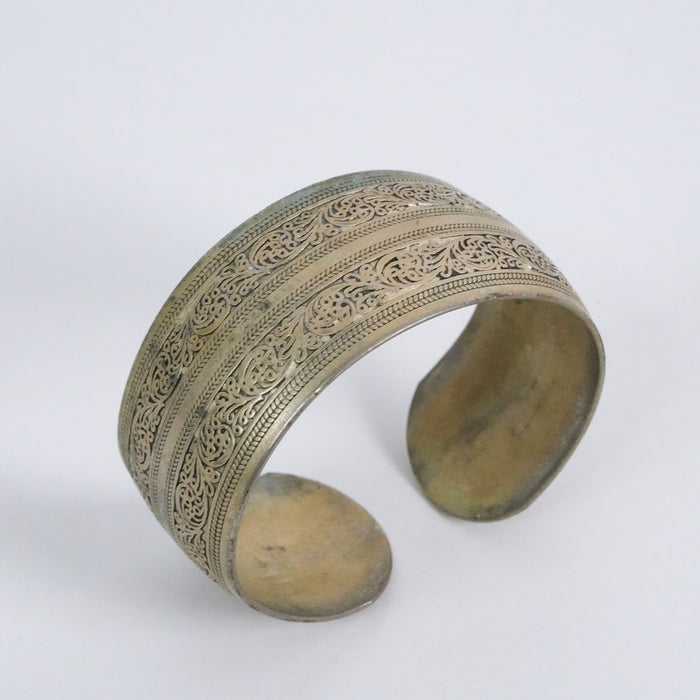 Vintage Engraved Filigree Wide Cuff Bracelet