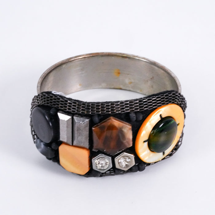 Vintage Mixed Stone Embellished Statement Bangle