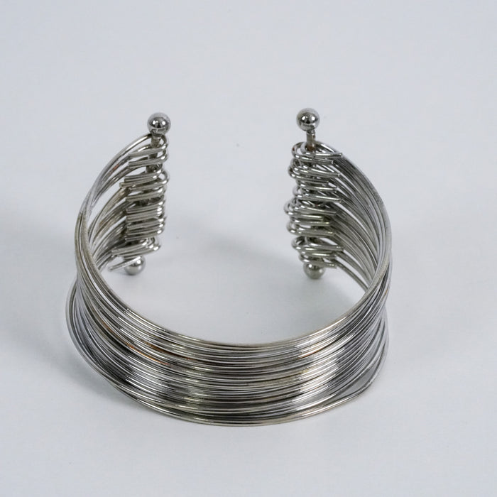 Vintage Layered Silver Wire Cuff Bracelet