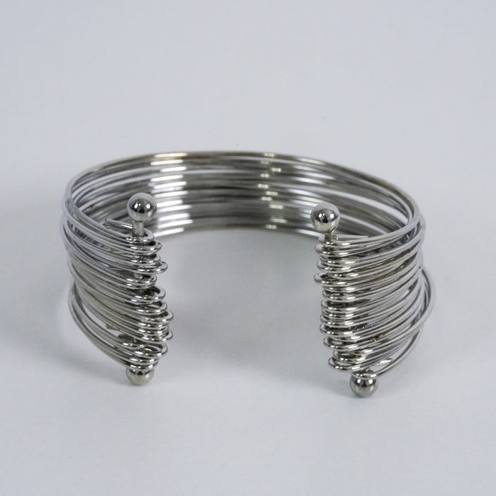 Vintage Layered Silver Wire Cuff Bracelet