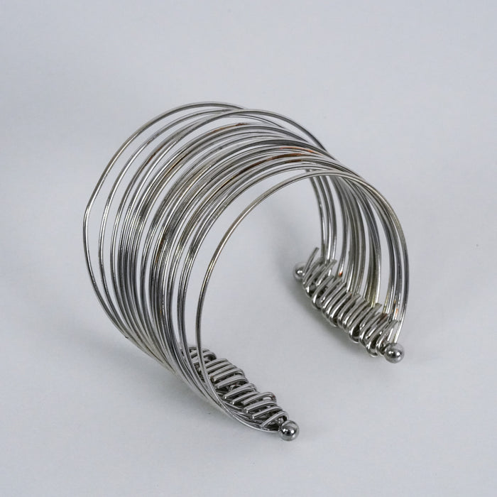 Vintage Layered Silver Wire Cuff Bracelet