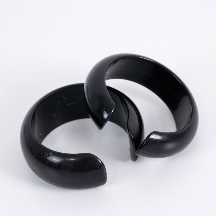 Vintage Black Resin Chunky Cuff Bracelet Set (2 Pieces)