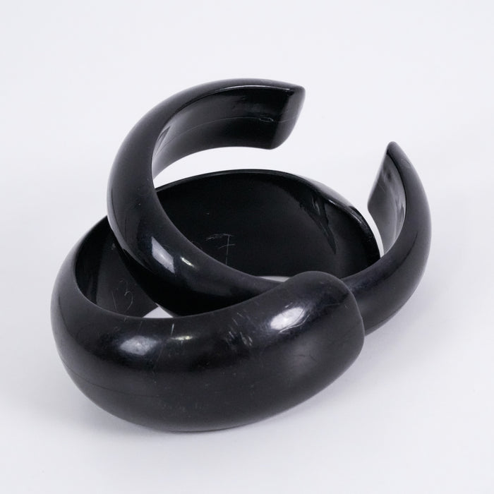 Vintage Black Resin Chunky Cuff Bracelet Set (2 Pieces)