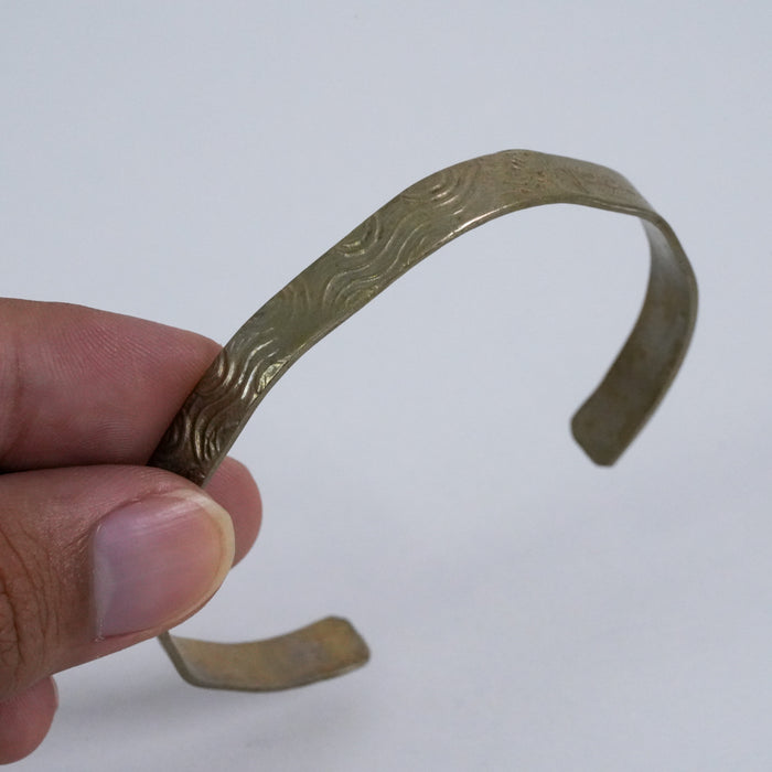 Vintage Etched Wave Cuff Bracelet