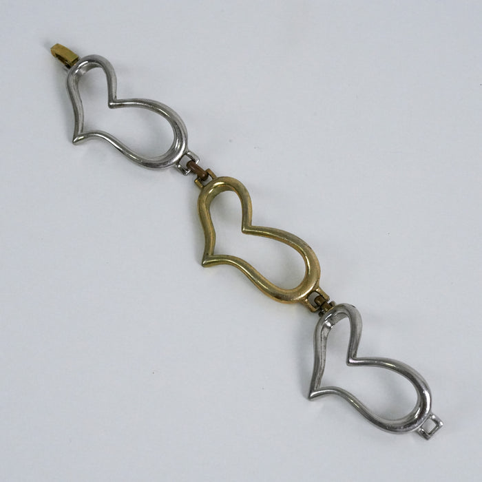 Vintage Mixed Metal Heart Link Bracelet