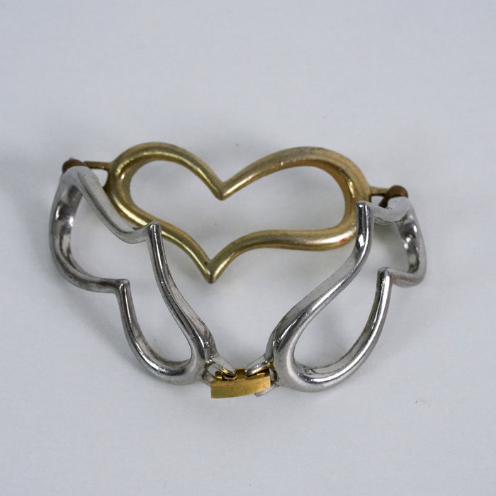 Vintage Mixed Metal Heart Link Bracelet