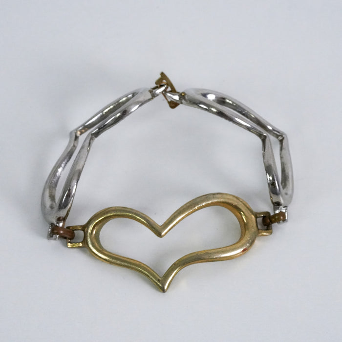 Vintage Mixed Metal Heart Link Bracelet