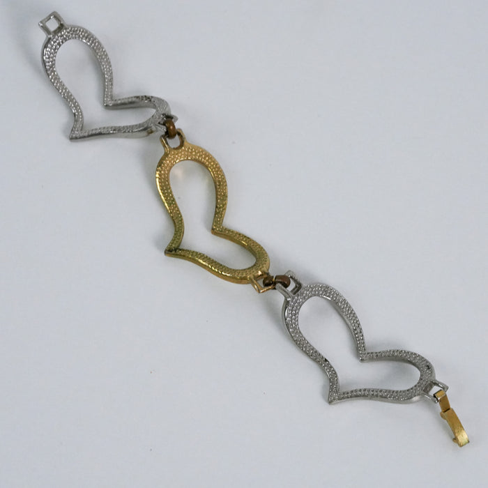 Vintage Mixed Metal Heart Link Bracelet