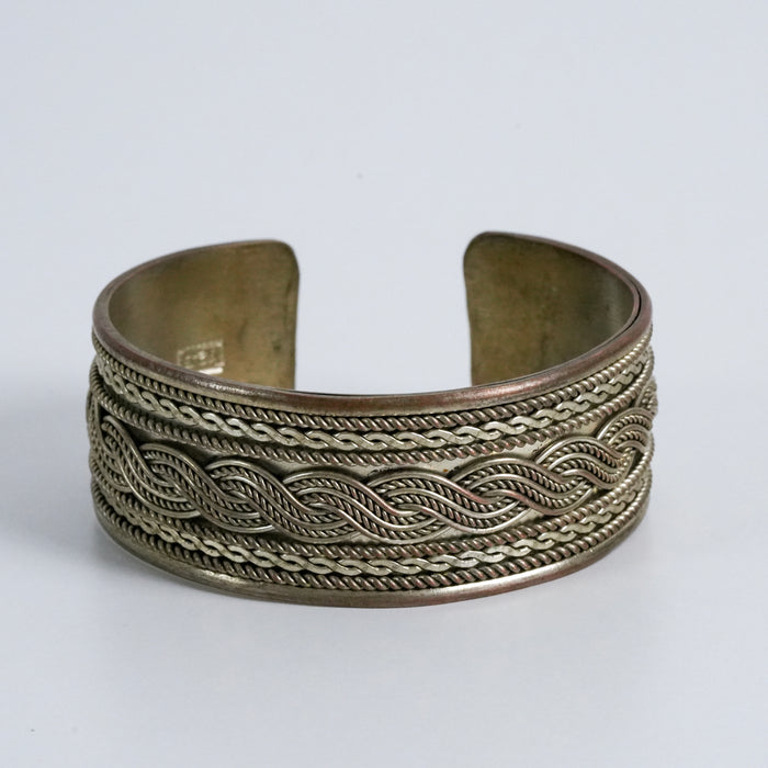 Vintage 925 Stamped Braided Silver Cuff Bracelet