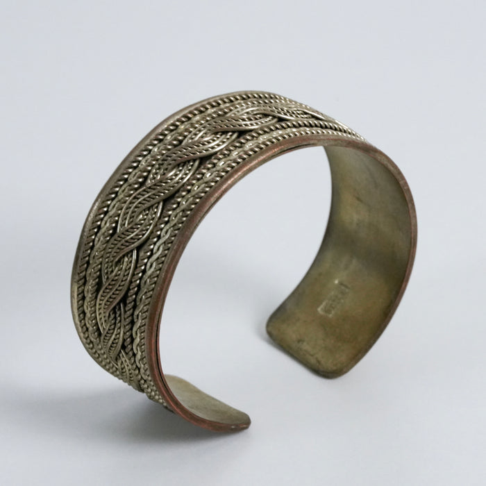 Vintage 925 Stamped Braided Silver Cuff Bracelet