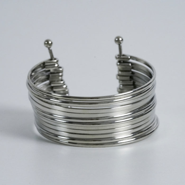 Vintage Silver-Tone Layered Wire Cuff Bracelet