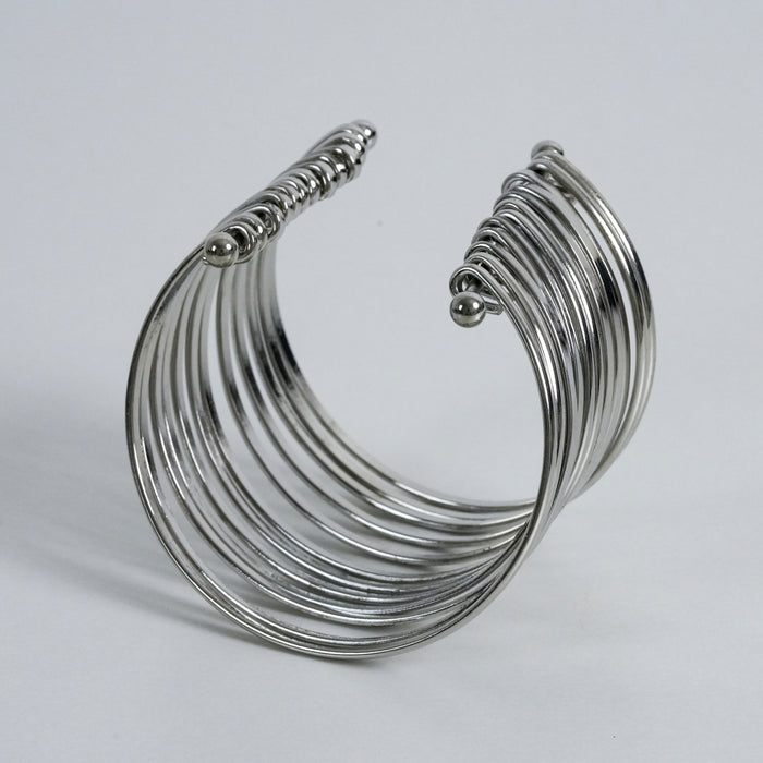 Vintage Silver-Tone Layered Wire Cuff Bracelet