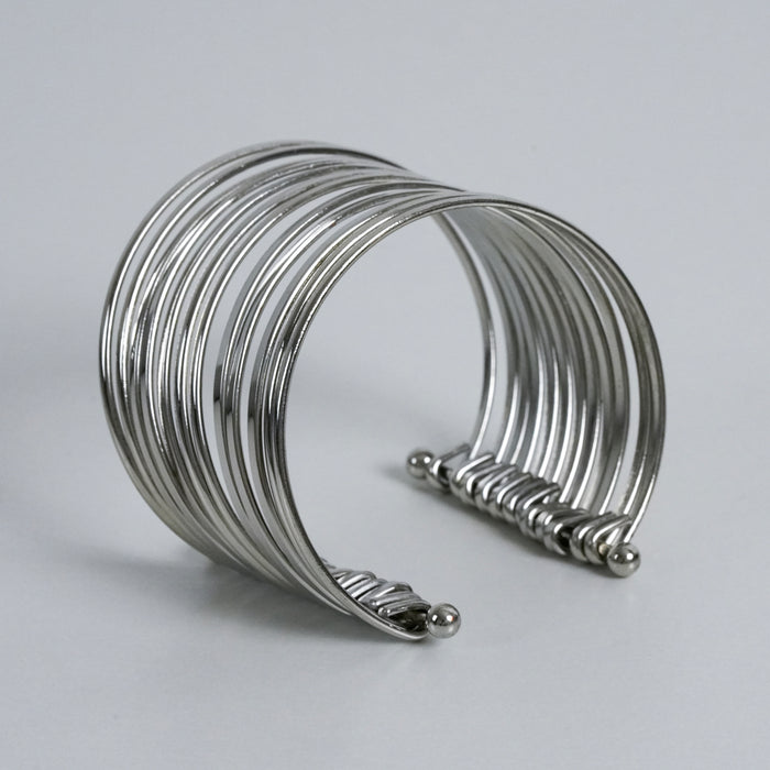 Vintage Silver-Tone Layered Wire Cuff Bracelet