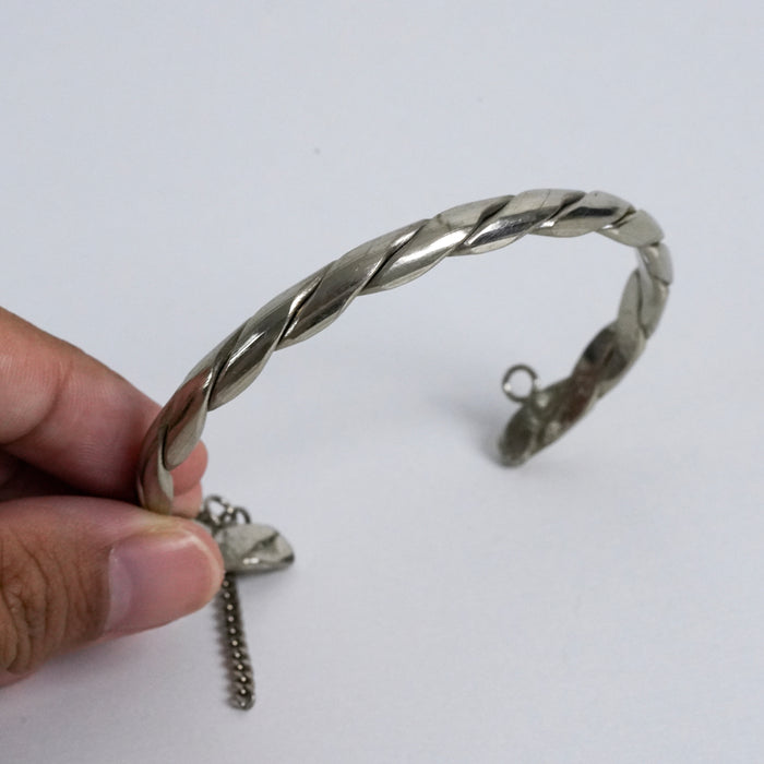 Vintage Silver Twisted Rope Cuff Bracelet