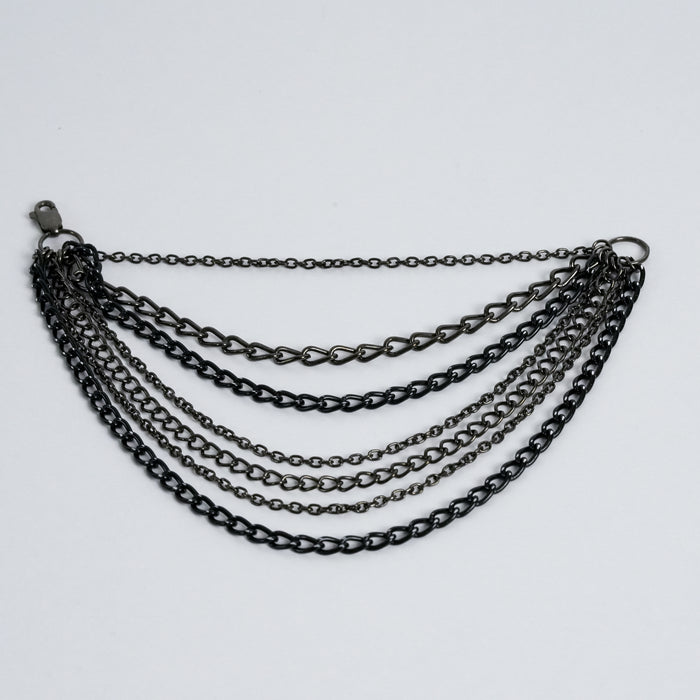 Vintage Black Multi Chain Hand Bracelet / Layered Gothic Hand Harness Bracelet