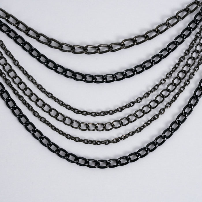 Vintage Black Multi Chain Hand Bracelet / Layered Gothic Hand Harness Bracelet