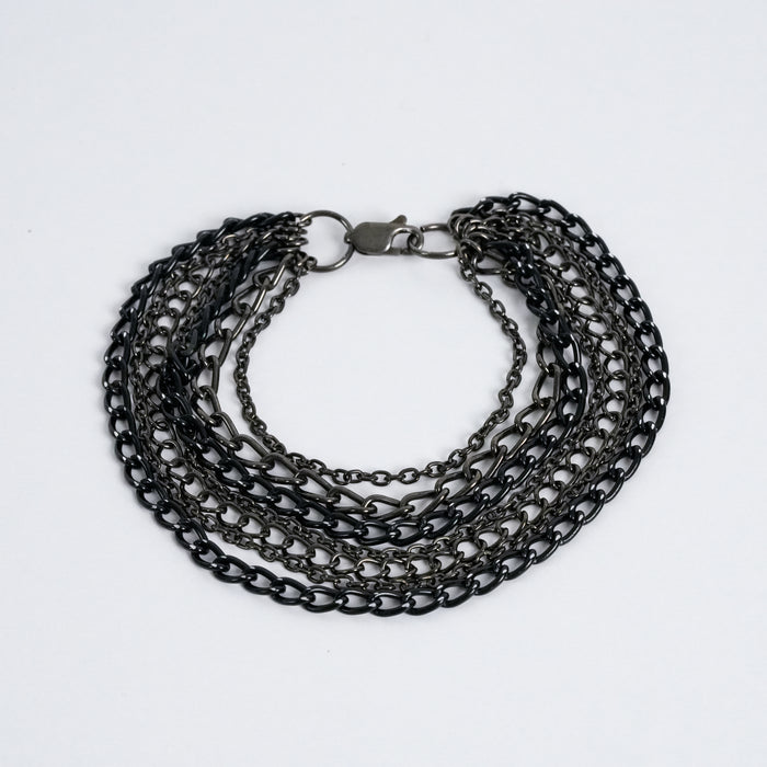 Vintage Black Multi Chain Hand Bracelet / Layered Gothic Hand Harness Bracelet