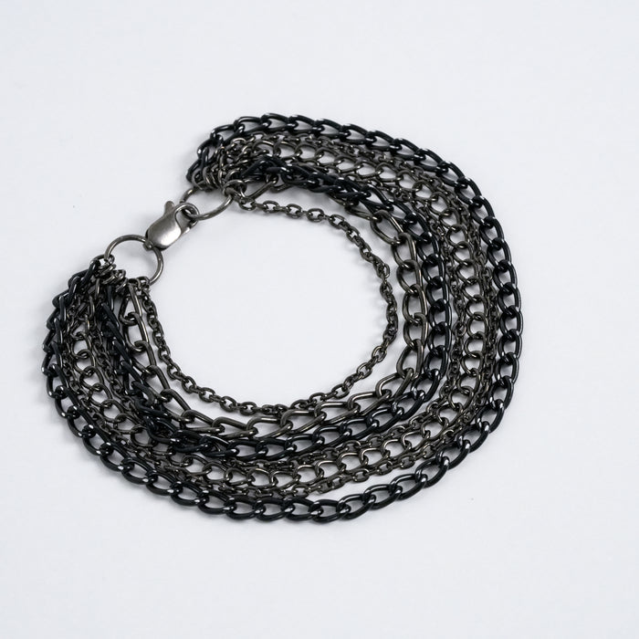 Vintage Black Multi Chain Hand Bracelet / Layered Gothic Hand Harness Bracelet