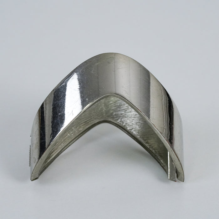 Vintage Modernist Silver Tone Hinged Cuff Bracelet | Minimalist Wide Bangle | Sculptural Statement Jewelry