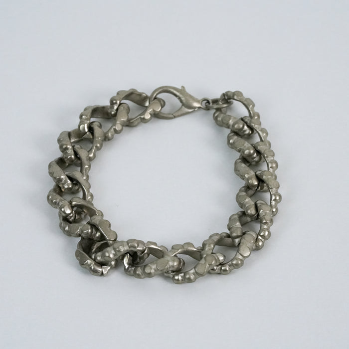 Vintage Matte Silver Double Link Chain Bracelet | Chunky Textured Statement Bracelet | Minimalist Chain Jewelry