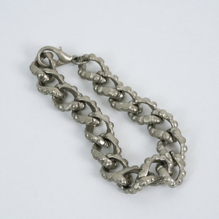 Vintage Matte Silver Double Link Chain Bracelet | Chunky Textured Statement Bracelet | Minimalist Chain Jewelry