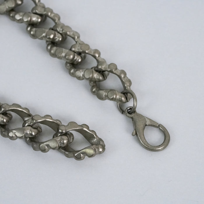 Vintage Matte Silver Double Link Chain Bracelet | Chunky Textured Statement Bracelet | Minimalist Chain Jewelry