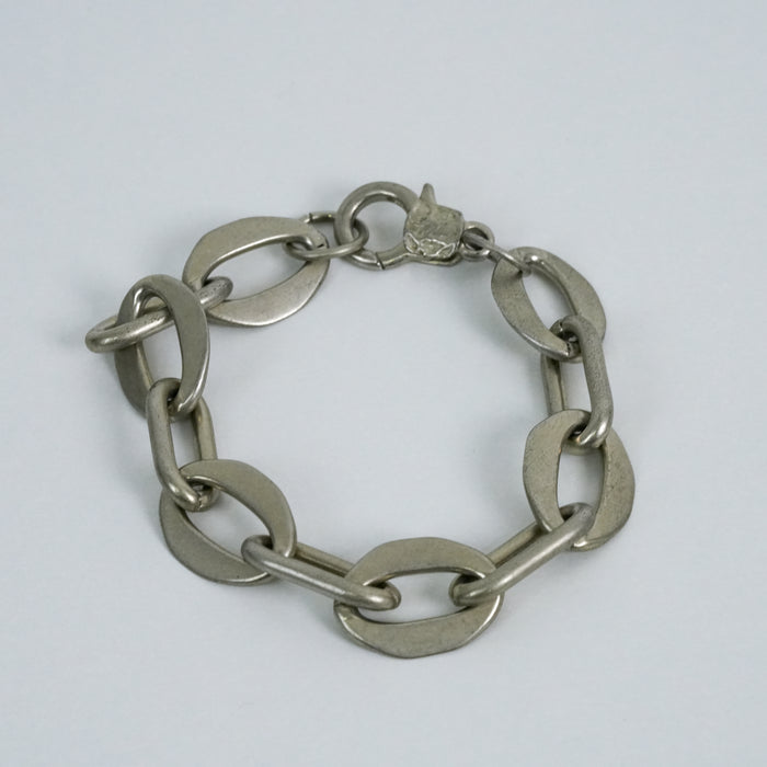 Vintage Matte Silver Chunky Chain Link Bracelet
