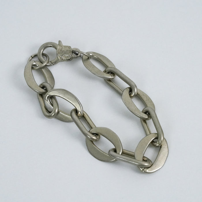 Vintage Matte Silver Chunky Chain Link Bracelet