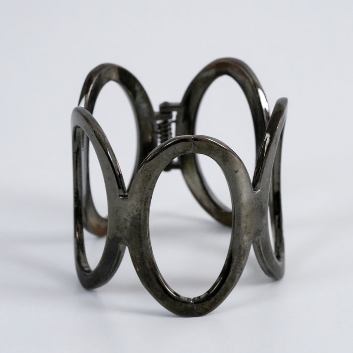 Vintage Gunmetal Geometric Oval Link Cuff Bracelet