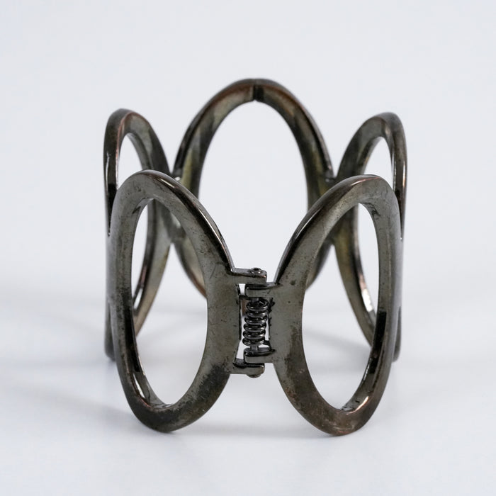 Vintage Gunmetal Geometric Oval Link Cuff Bracelet