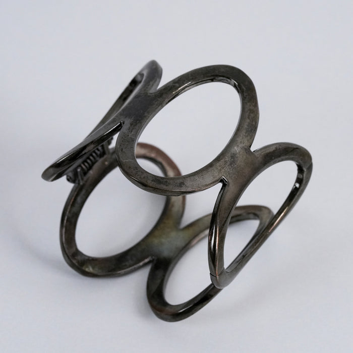Vintage Gunmetal Geometric Oval Link Cuff Bracelet