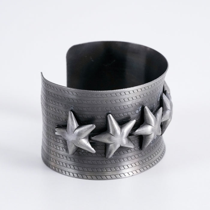 Vintage Silver Tone Star Cuff Bracelet